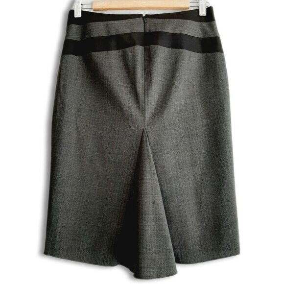 BCBG / Max Azria Julia Wool Blend Pencil Skirt Back Pleat Grey Sz 0 - Picture 6 of 12